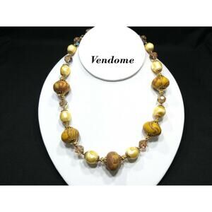 Vintage Vendome Art Bead Necklace Faux Baroque Pearls & AB Crystals 1960s